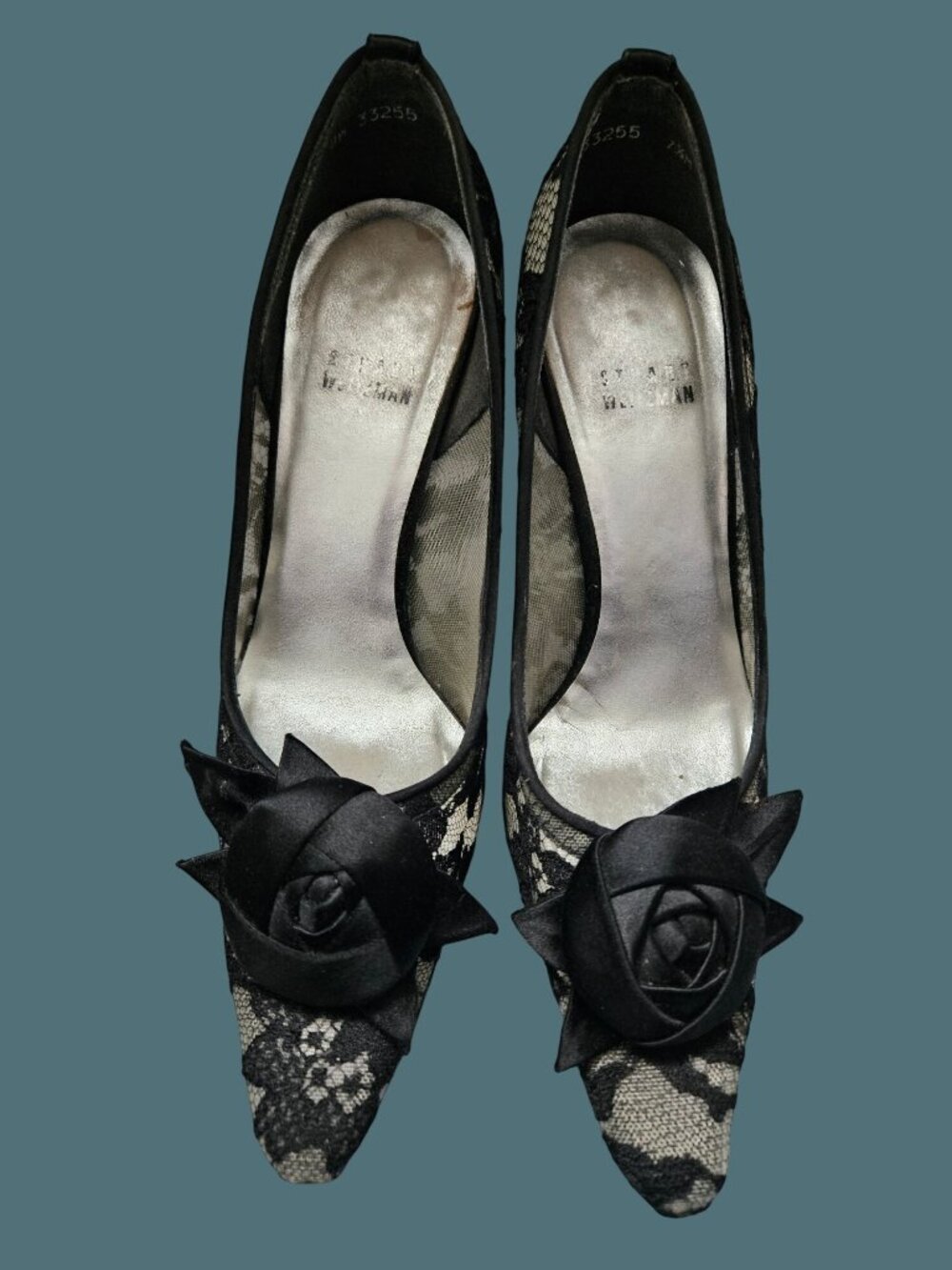 Stuart Weitzman Black Lace Goth Heels Shoes Women Size 7.5 M - Picture 3 of 13